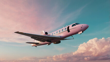 Obraz premium airplane, earoplane, plane, aircraft, travel, transport passengers to their destinations, flying in the pastel color sky