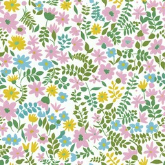 Simple and Elegant Pastel Pink and Blue Flower Pattern