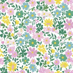 Feminine Hand-Drawn Floral and Leaf Pattern