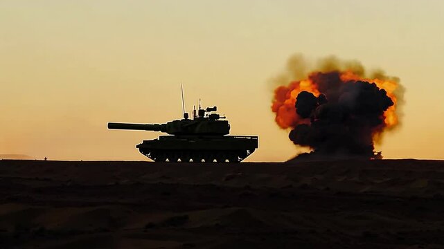 Armored Tank Crossing Minefield During Wartime Generative AI