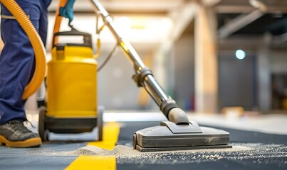 Fototapeta premium Industrial Vacuum Cleaner with a Worker