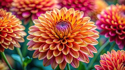 Beautiful close-up photo of a vibrant chrysanthemum flower in full bloom, chrysanthemum, flower, bloom, vibrant, close-up