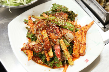 korean food. Oyster spicy sauce Salad