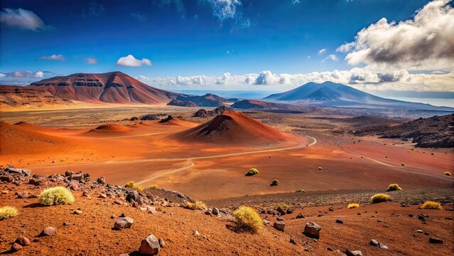 Beautiful view of Plaine des Sables in Reunion island resembling Mars, Reunion island, Plaine des Sables, beautiful, view