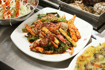 korean food. Oyster spicy sauce Salad