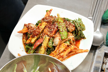 korean food. Oyster spicy sauce Salad