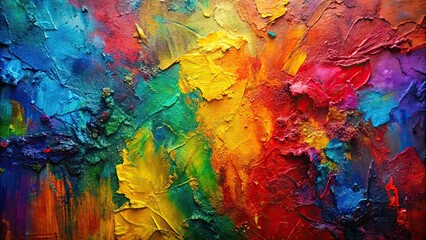 Abstract vibrant painting with rough texture in multiple colors, abstract, rough, colorful, multicolored, art, painting