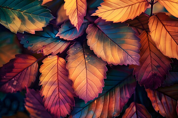 abstract background with autumn abstract leaves close up