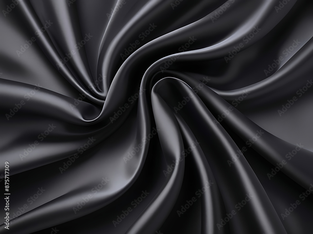 Wall mural black silk background with dark luxurious fabric draped texture folds in waves of flowing soft patte