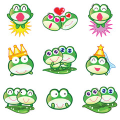 set of funny Frogs Happy love