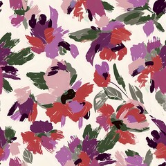 Abstract Floral and Geometric Leaf Seamless Pattern