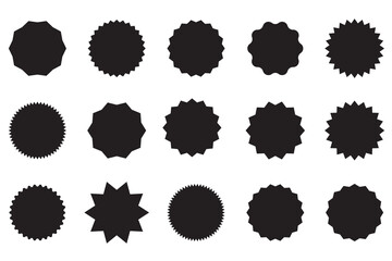 Starburst price. Black Sale and discount stickers. Promotion tags collection. Isolated Vector illustration on white background.