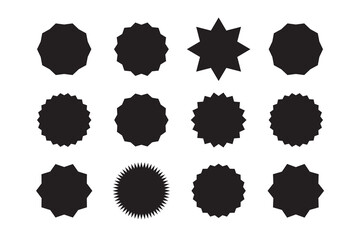 Starburst price. Black Sale and discount stickers. Promotion tags collection. Isolated Vector illustration on white background.