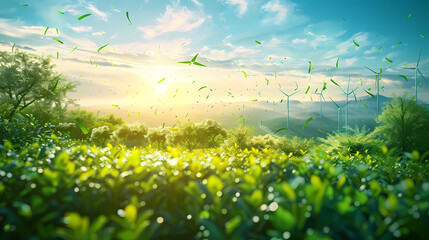 Obraz premium Clean energy shift and choosing green power, vector image