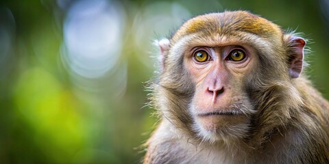 Obraz premium Close up shot of a long macaque, long-tailed macaque, primate, monkey, wildlife, animal, fur, wild, jungle, close-up, face