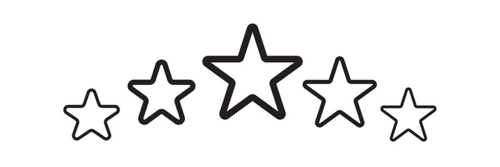 Five stars customer product rating review flat icon, Set of five star icon collection.  black star symbol eps 10