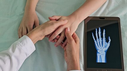 Doctor Examining Hand X-ray During Patient Consultation