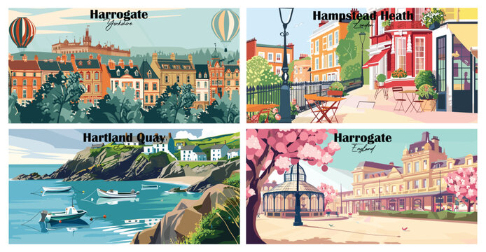 Travel landmarks tourism world famous, Vector illustration. Design for travel wallpaper, flyer or web banner design template. Panorama view. Copy space