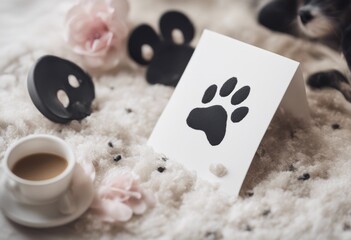 black greeting day dog paw doodle mom print happy card mother