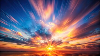 Obraz premium Blurred sunset sky with panning motion , defocused, background, motion blur, colorful, abstract, dusk, evening, sky, clouds, sunset