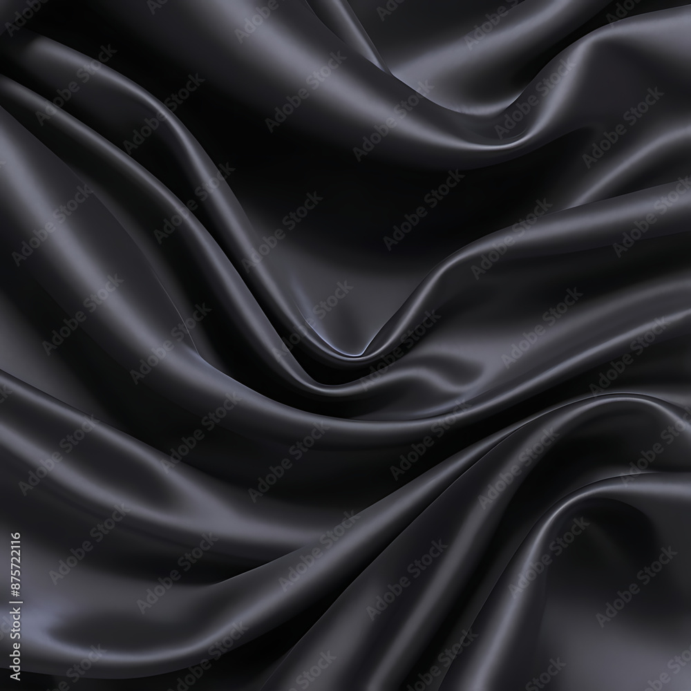 Wall mural black silk background with dark luxurious fabric draped texture folds in waves of flowing soft patte