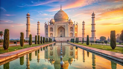 A breathtaking view of the iconic Taj Mahal monument in Agra, India, Taj Mahal, Agra, India