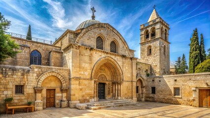 Obraz premium A historic church in Jerusalem believed to contain the tomb of Jesus , holy, sepulchre, church, Jerusalem