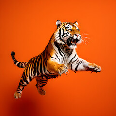 Fototapeta premium tiger on red background
