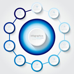 Infographic 10 options design elements for your business data. Vector Illustration.