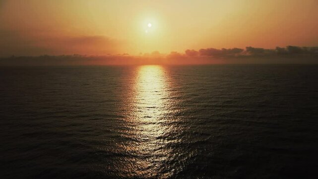 Aerial: Drone Forward Scenic Shot Of Way Seascape Against Clouds During Sunset - Ponta do Ouro, Mozambique
