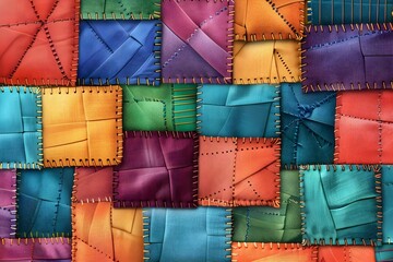 Stitched texture background illustration, sewn and threaded fabric pattern.