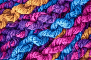 Crochet texture background illustration, hooked and looped textured yarn pattern.