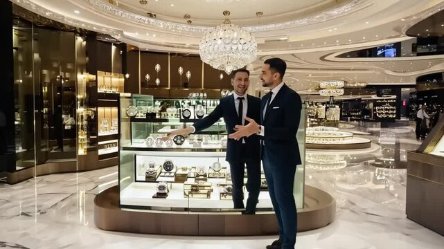 An upscale jewelry retailer in an opulent shopping center. 