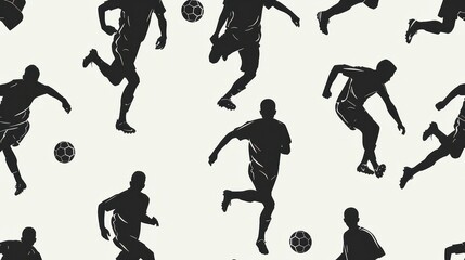Different football silhouettes seamless background