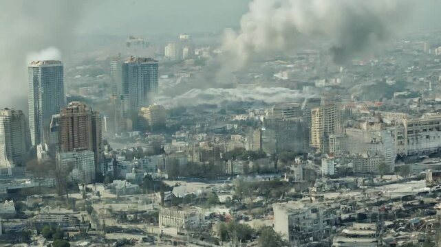 City being demolished by war Generative AI