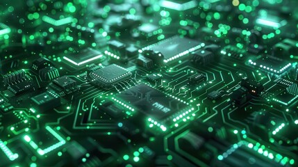 Green electronics, green technology. Environmental friendly, electronics, IT communication and server technology. generative AI