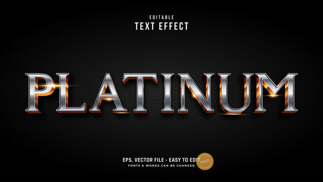 Platinum editable text effect. premium gold and chrome text style
