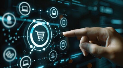 Cost and quality control concept. Person touch virtual cost and quality icons to Improve work efficiency for quality control and company cost reduction.