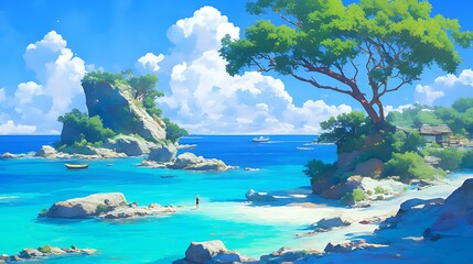 Fototapeta premium Tropical Paradise: A Stunning Beachscape