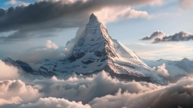 Experience the stunning view of the snowy towering Himalayan rock mountains