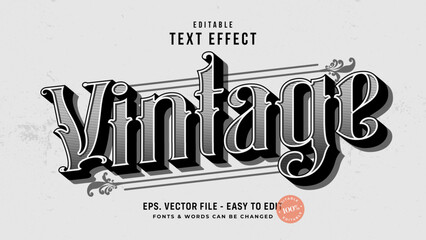 Vintage editable text effect. old victorian text style