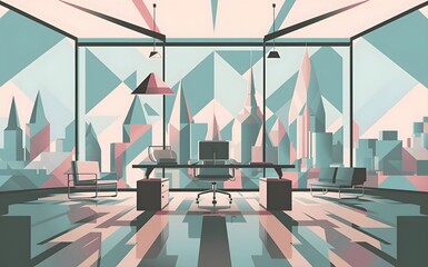 Modern Office Space: Sleek Flat Vector Illustration