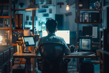 Fototapeta premium person working on a computer