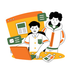 teamwork on project discussion vector illustration