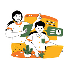 teamwork on project discussion vector illustration