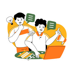 teamwork on project discussion vector illustration