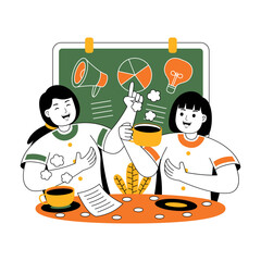 teamwork on project discussion vector illustration