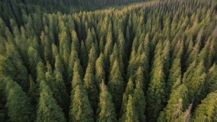 Bird's-eye view of Nordic evergreen forest captured. top view