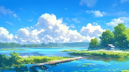 Fototapeta premium Peaceful River Landscape