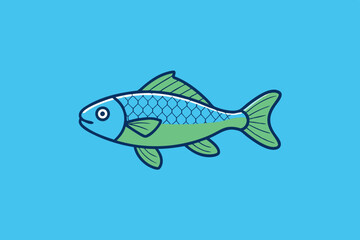 Climbing fish jumps icon vector vector art illustration